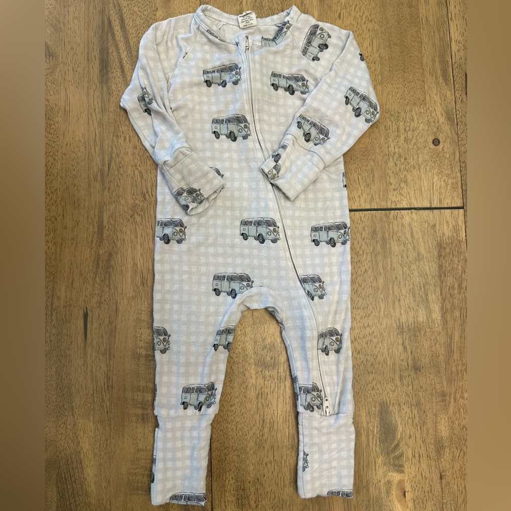Larkspur Baby Bamboo Convertible Zipper Footie Pajamas VW Bus Size 6-12 months